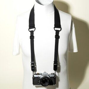 Handcrafted Vintage Style Black Camera Strap 38-50" w/ Peak  Design Anchors